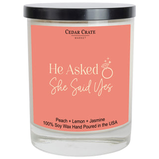 He Asked She Said Yes Color Candle