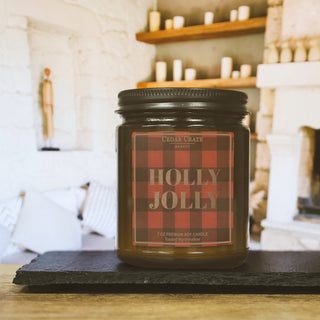 Holly Jolly Buffalo Plaid Amber Jar