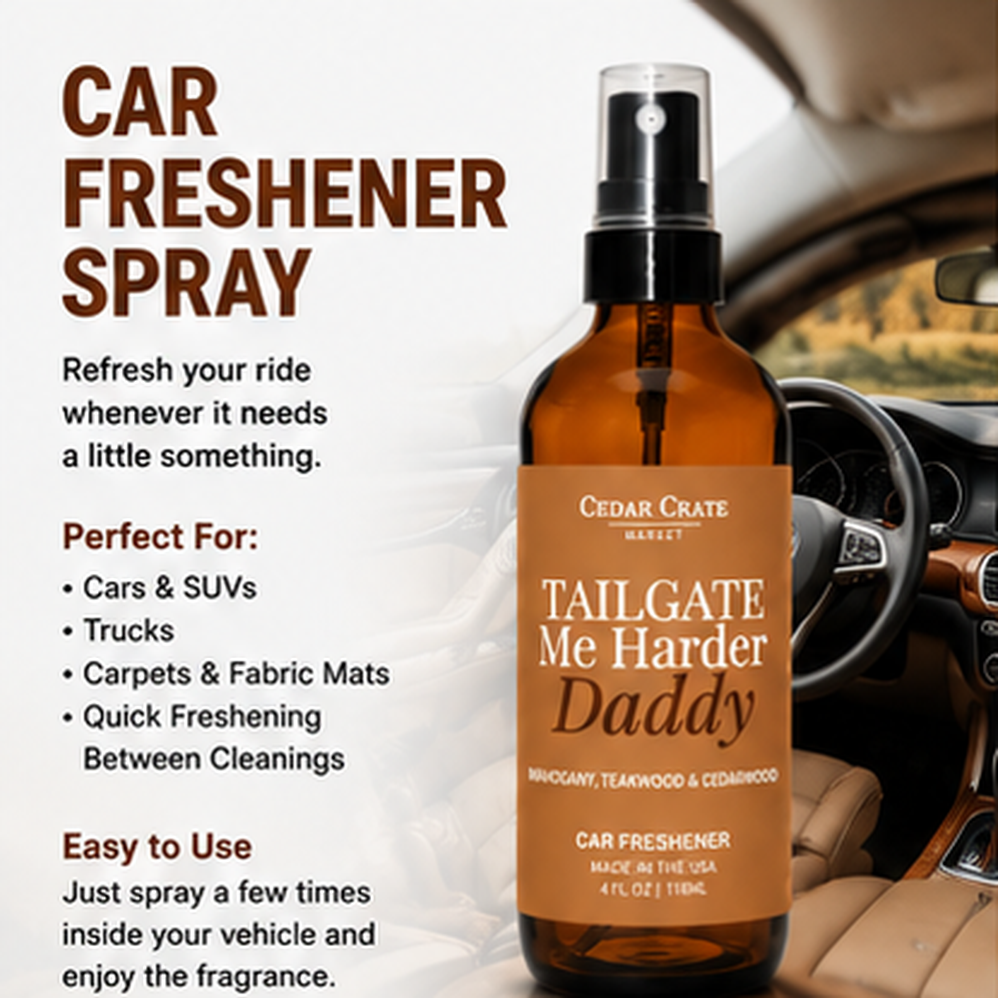 Car Freshies - Tailgate Me Harder Daddy Rustic Mahogany