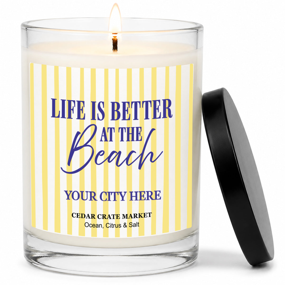 Souvenir Soy Candles - Life Is Better At The Beach Name Drop