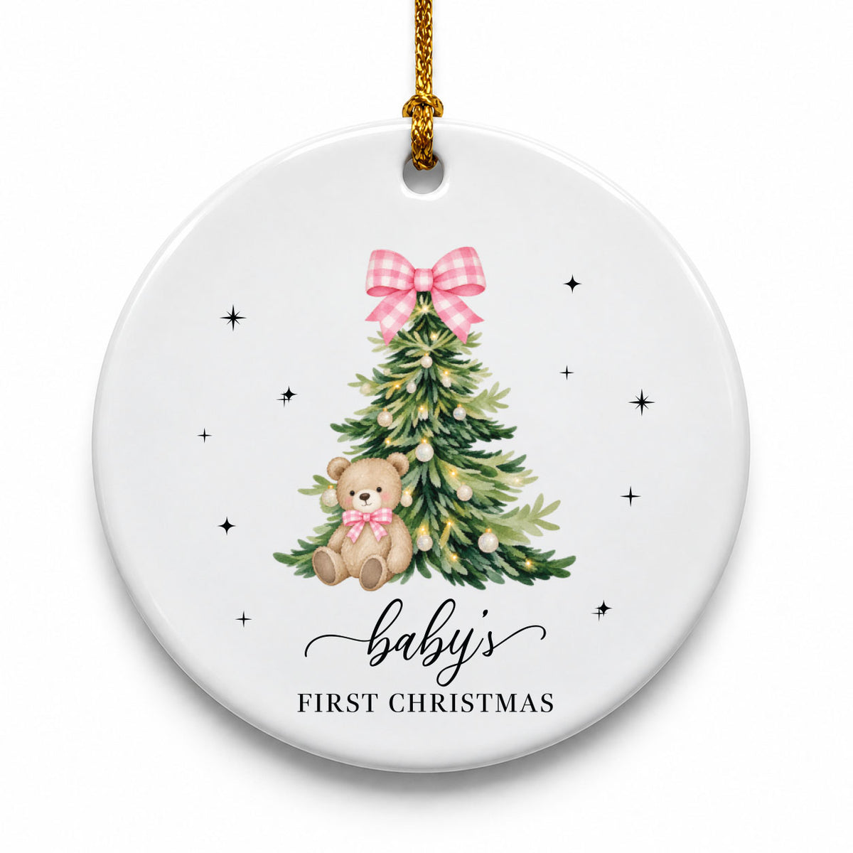 Baby's First Christmas Ornament - Pink Keepsake Heart