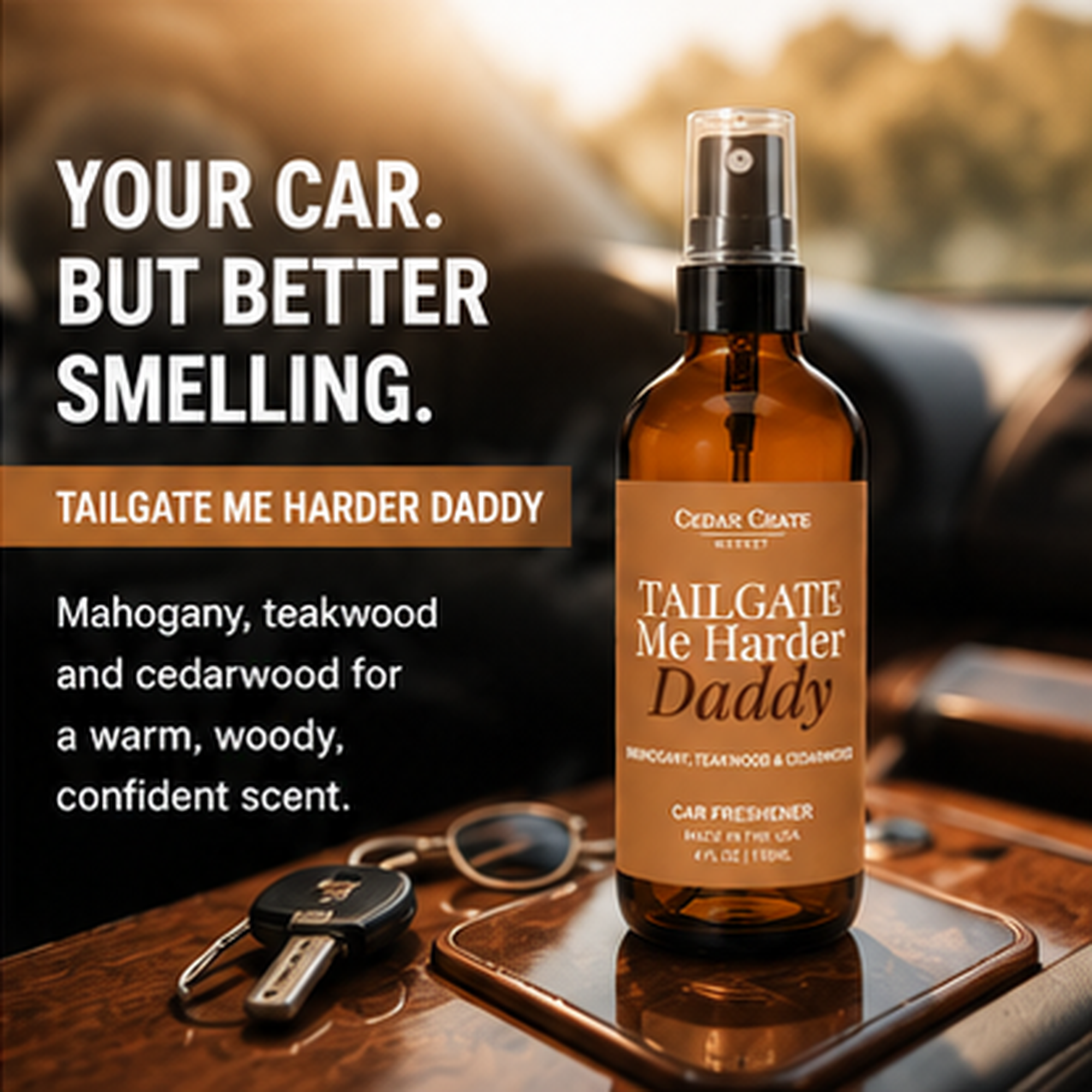 Car Freshies - Tailgate Me Harder Daddy Rustic Mahogany