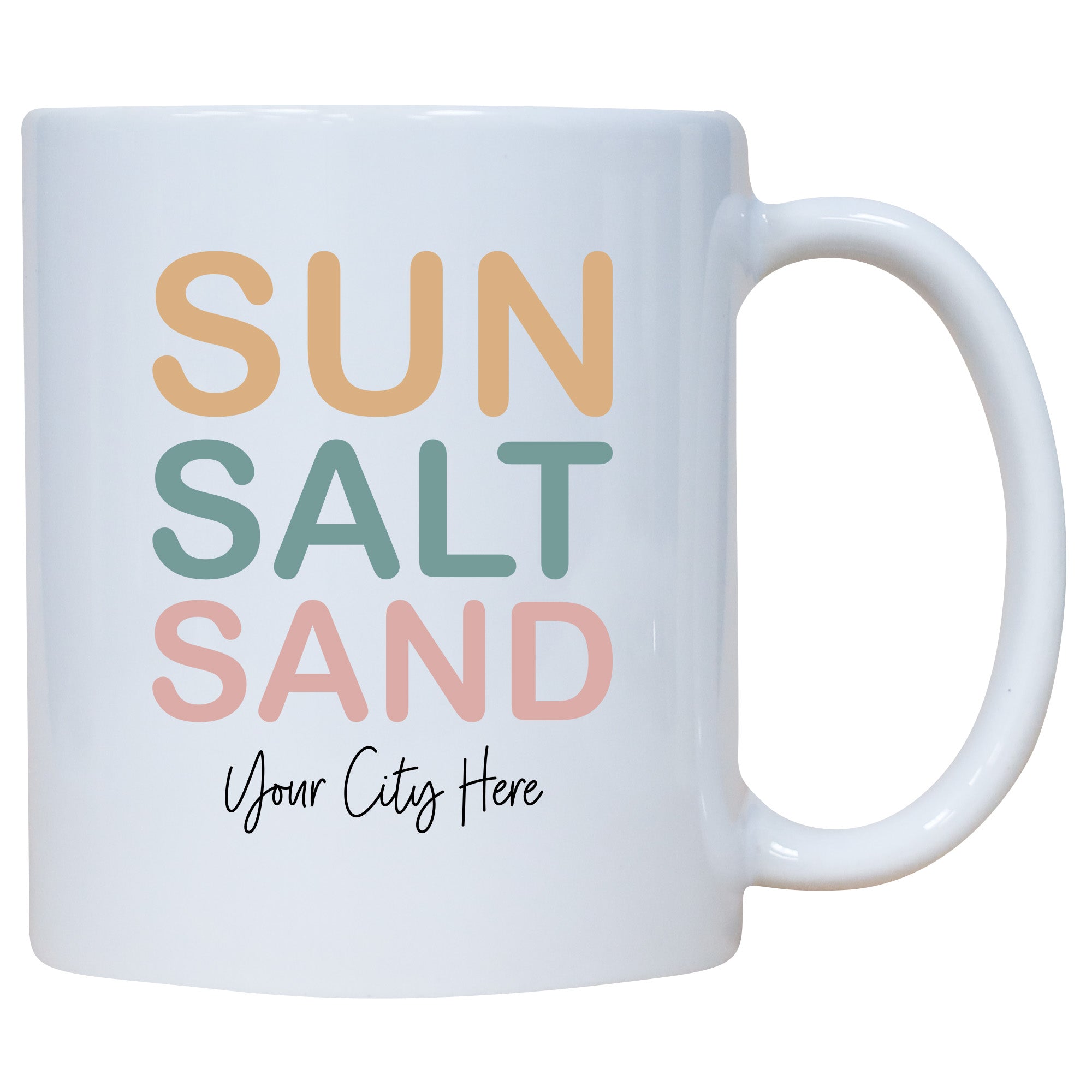 Coffee Mug - Custom Name Drop - Sun Salt Sand - MOQ 6