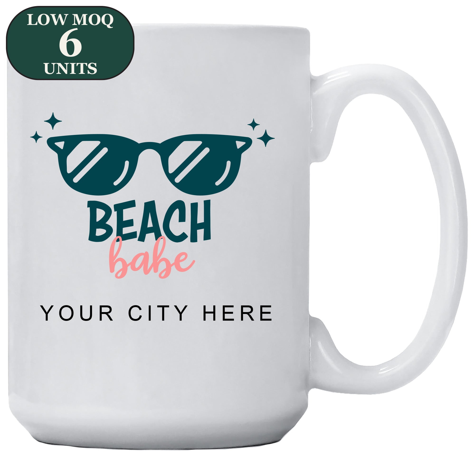 Cedar Crate Market Coffee Mug "Custom Name Drop - Beach Babe" funny gift