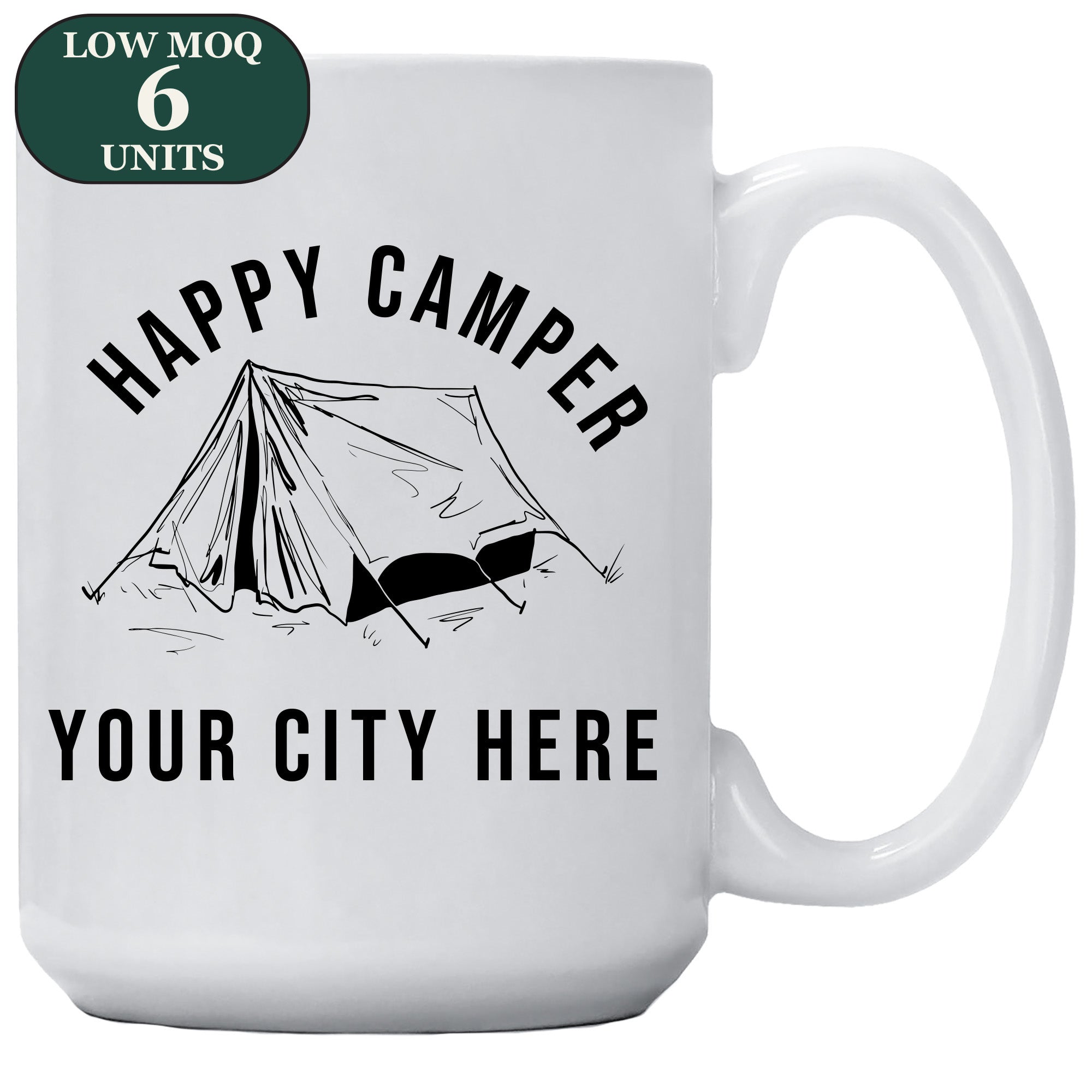Cedar Crate Market Coffee Mug "Custom Name Drop - Happy Camper" funny gift