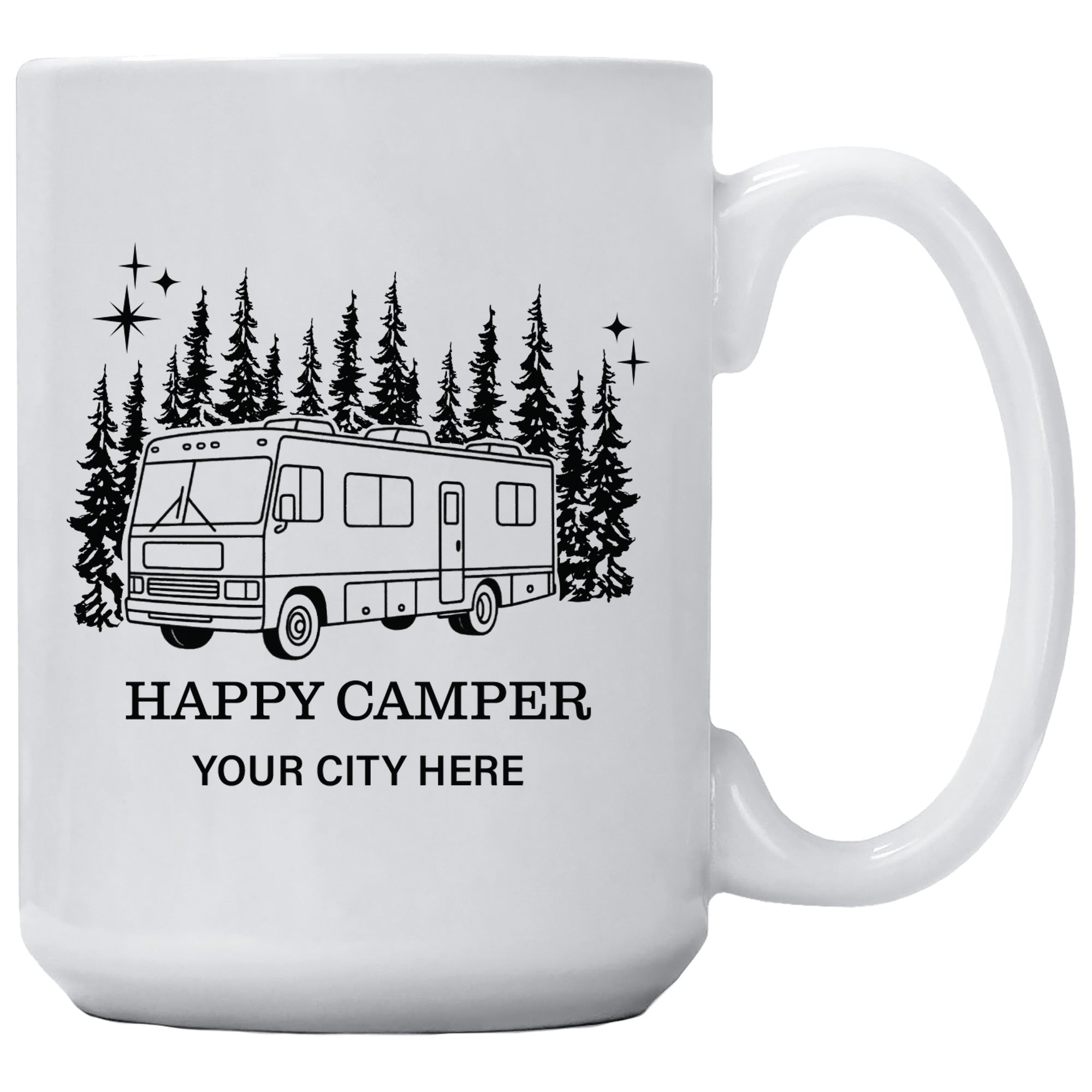Happy Camper Morohome Forest Name Drop Mug