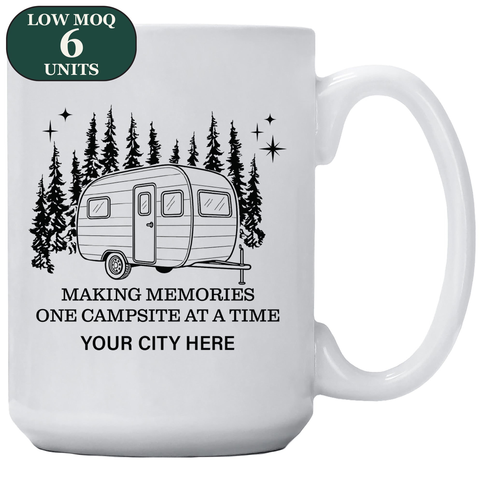Cedar Crate Market Coffee Mug "Custom Name Drop - Retro Camper Forest" funny gift