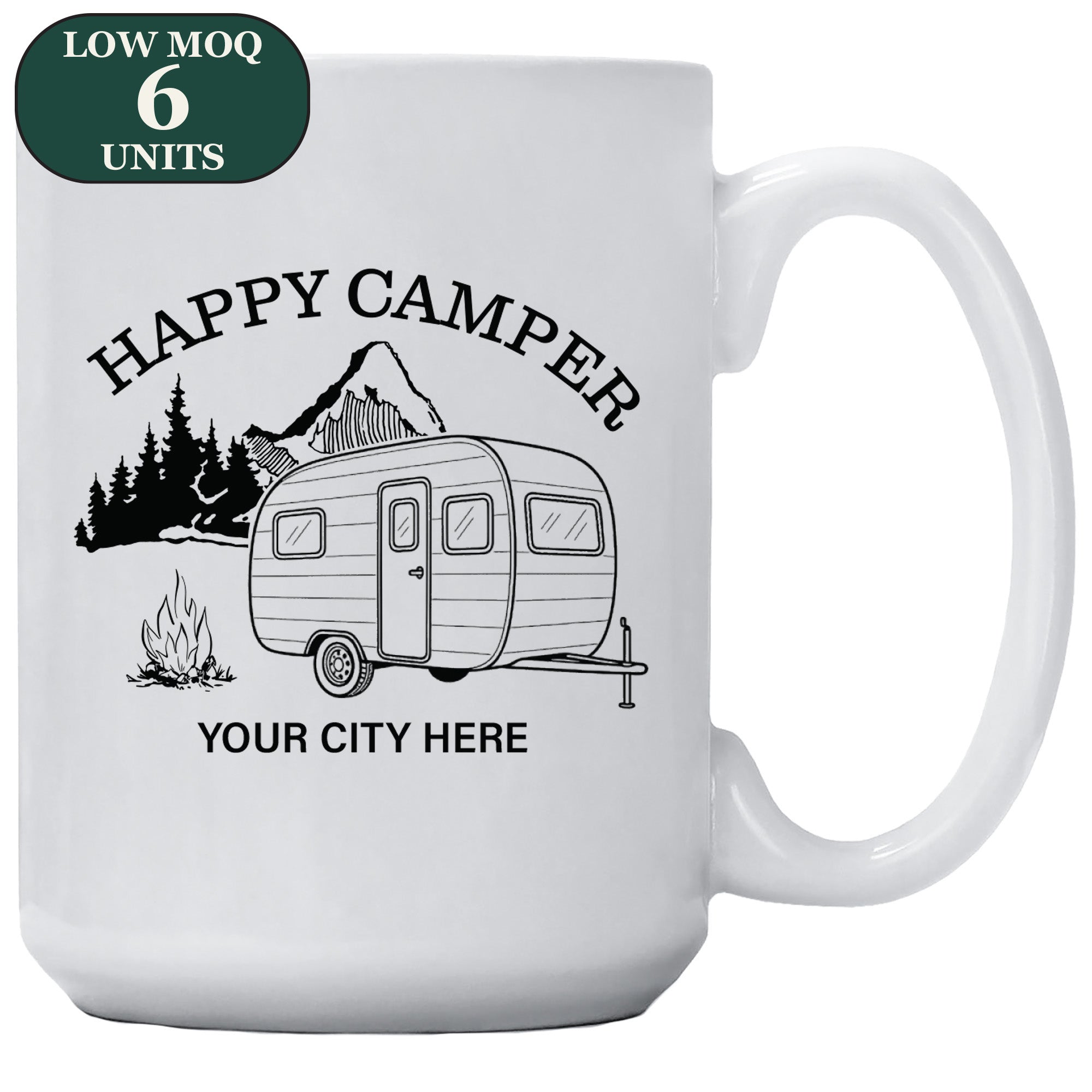 Cedar Crate Market Coffee Mug "Custom Name Drop Retro Happy Camper" funny gift