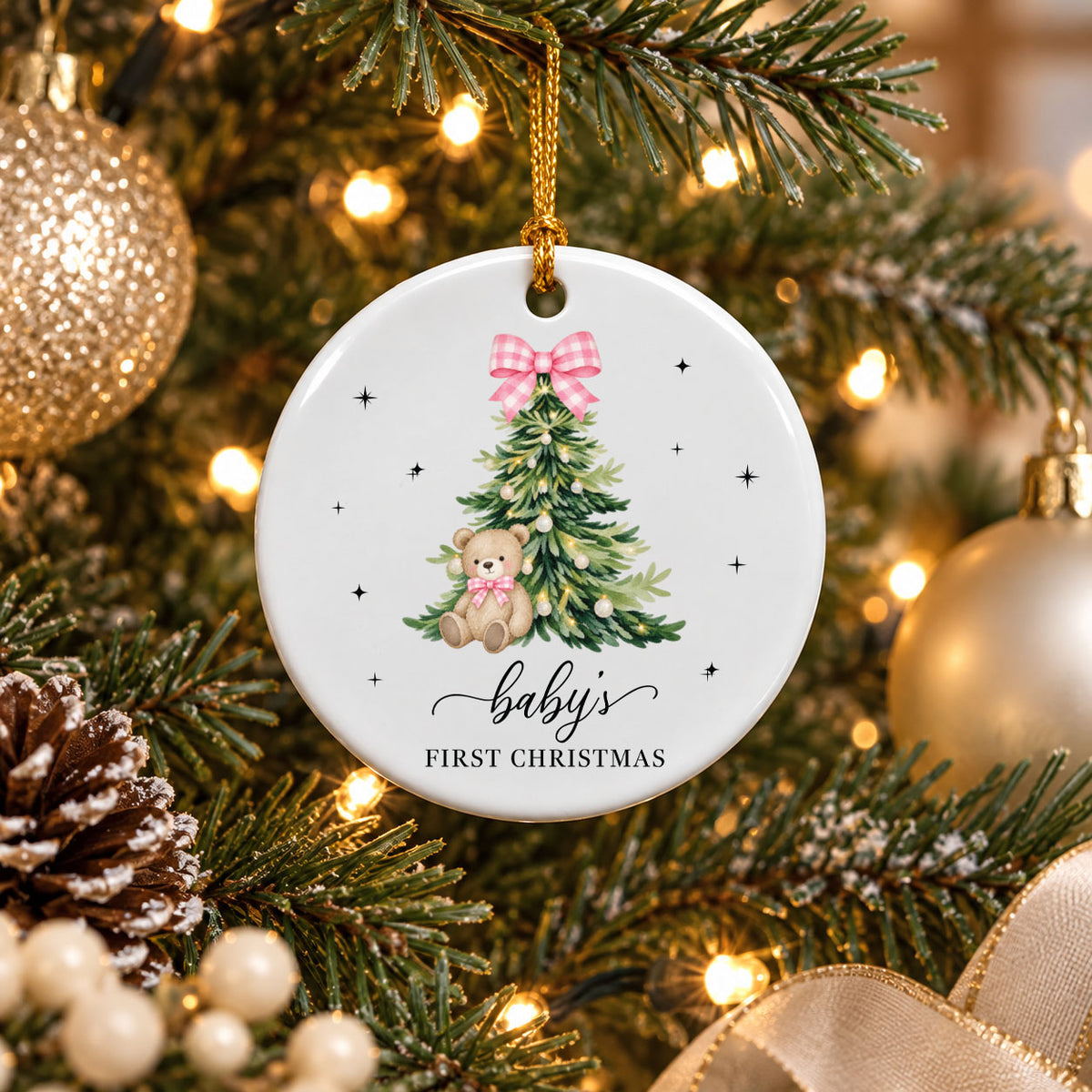 Baby's First Christmas Ornament - Pink Keepsake Heart
