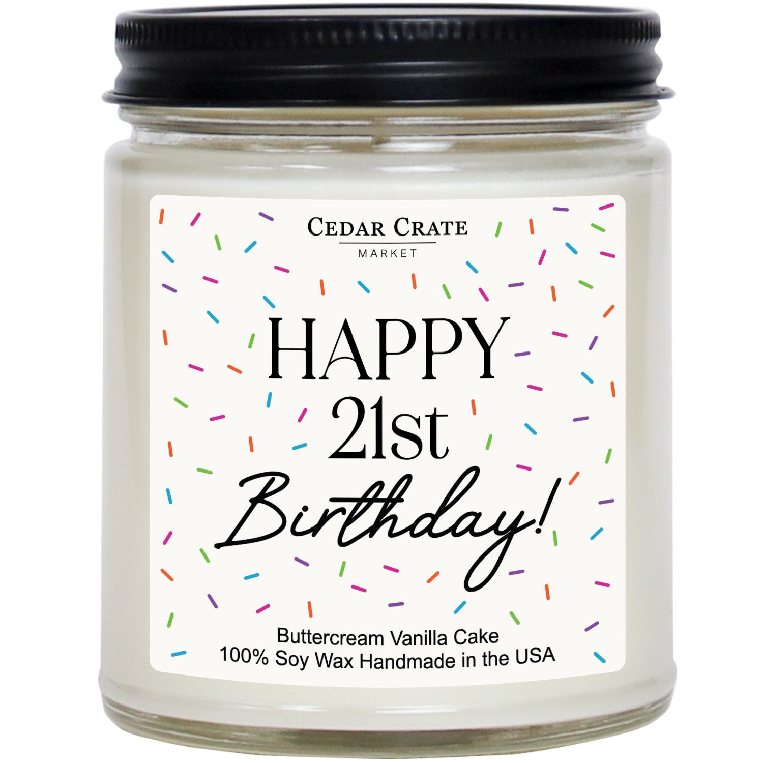 Happy 21st Birthday Sprinkles White Jar