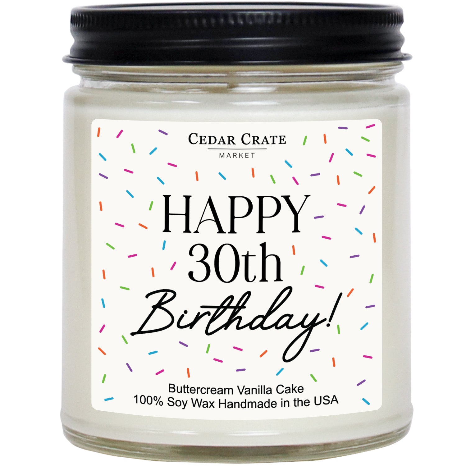 Happy 30th Birthday Sprinkles White Jar
