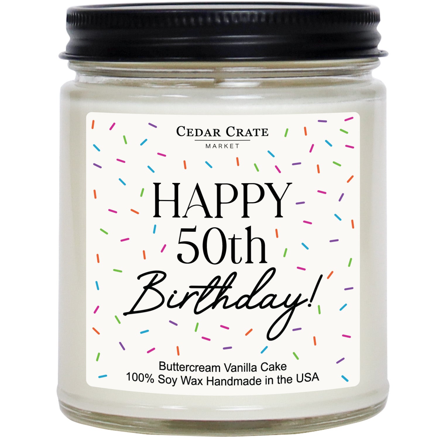 Happy 50th Birthday Sprinkles White Jar