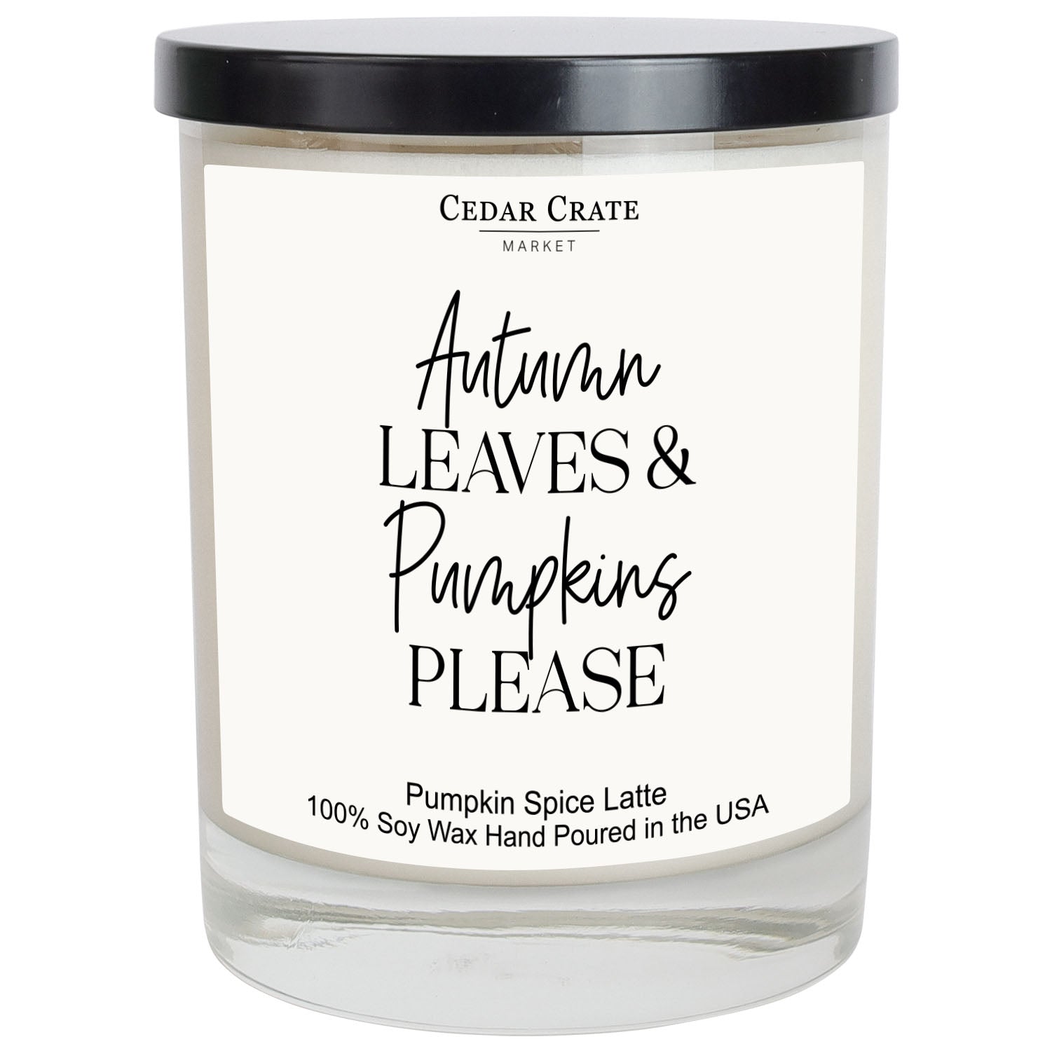 Autumn Leaves & Pumpkins Please White Candle