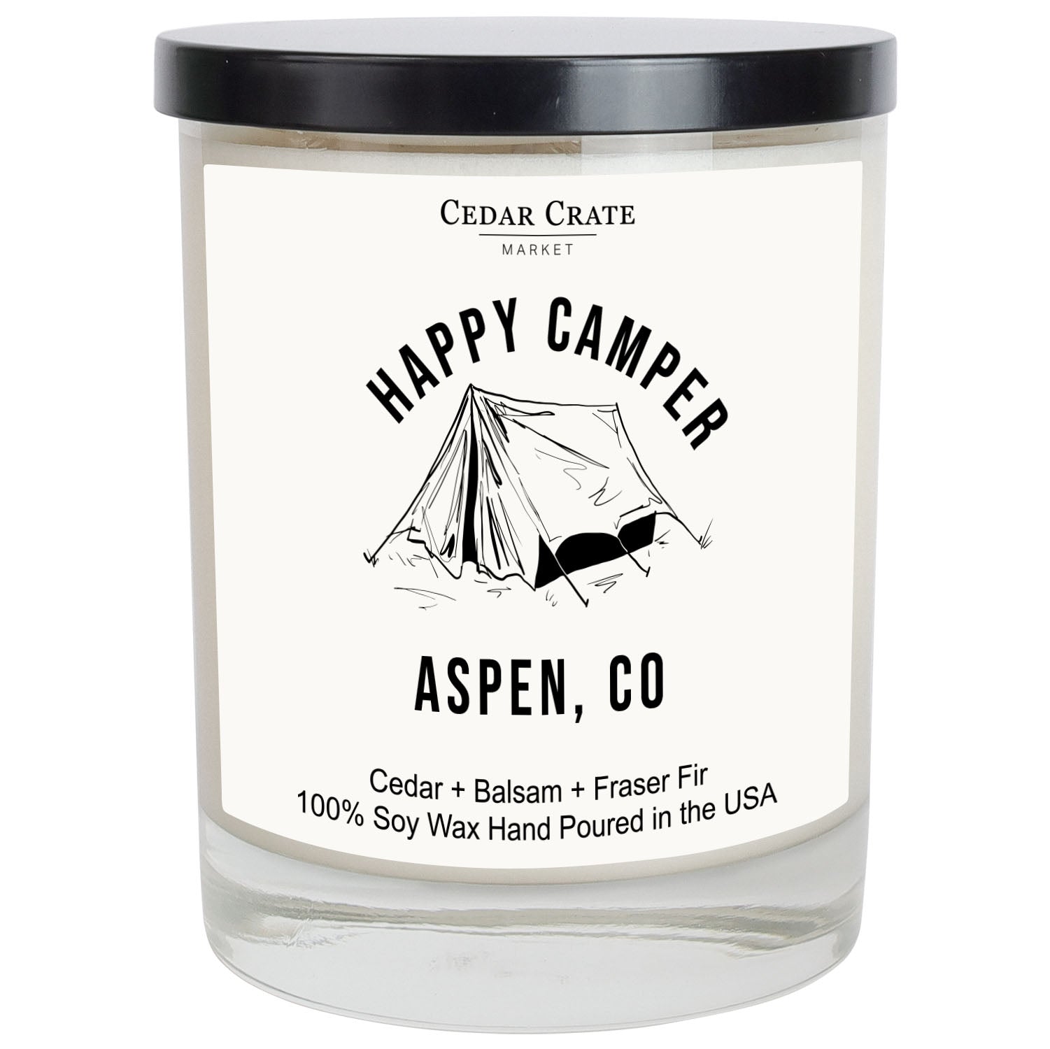 Happy Camper Name Drop White Candle