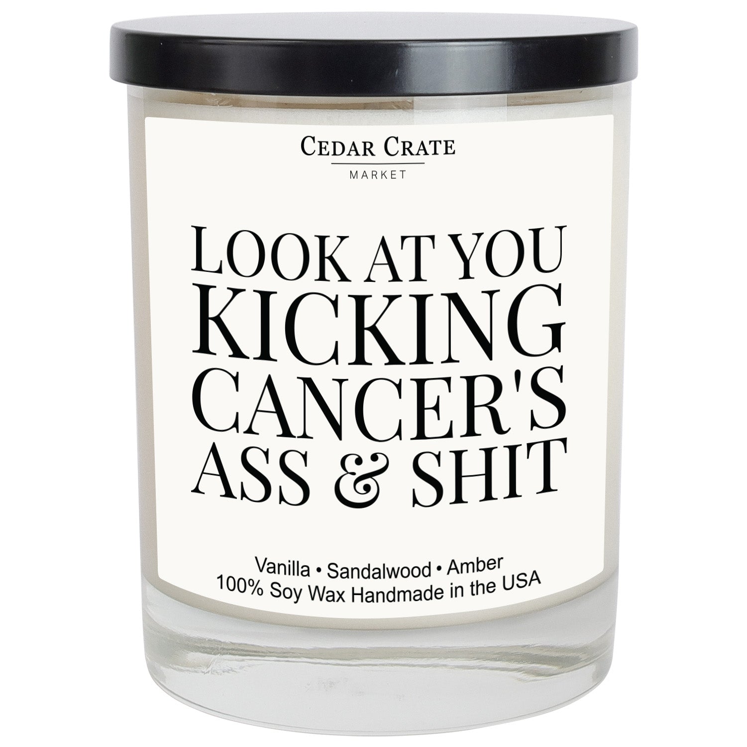 Look At You Kicking Cancer's Ass & Shit White Candle