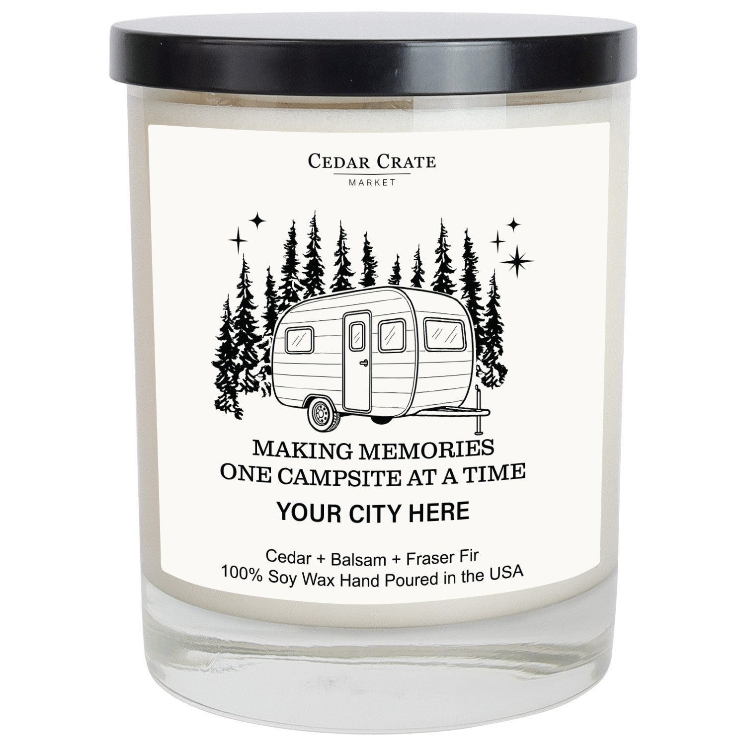 Making Memories Retro Camper Forest Name Drop White Candle