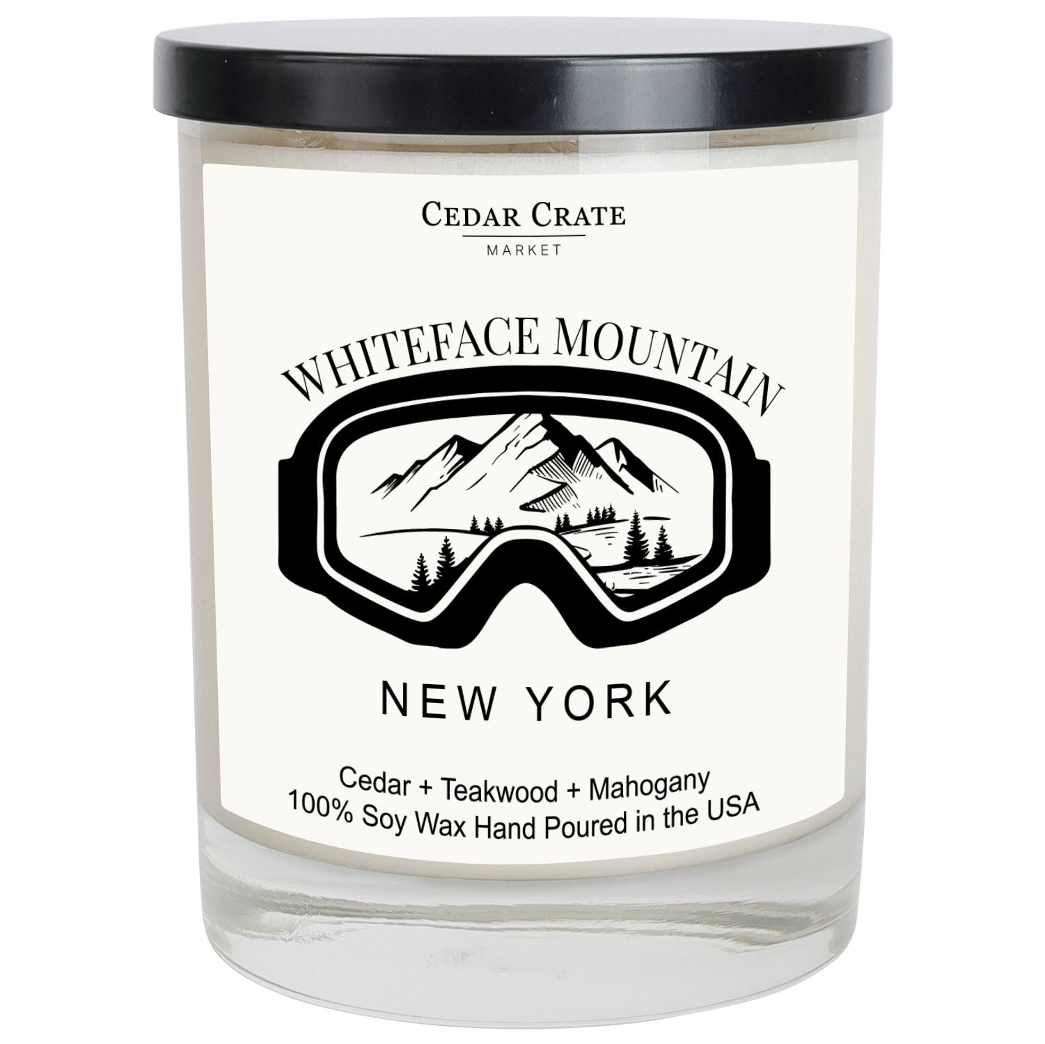 Mountain Ski Goggles Name Drop White Candle