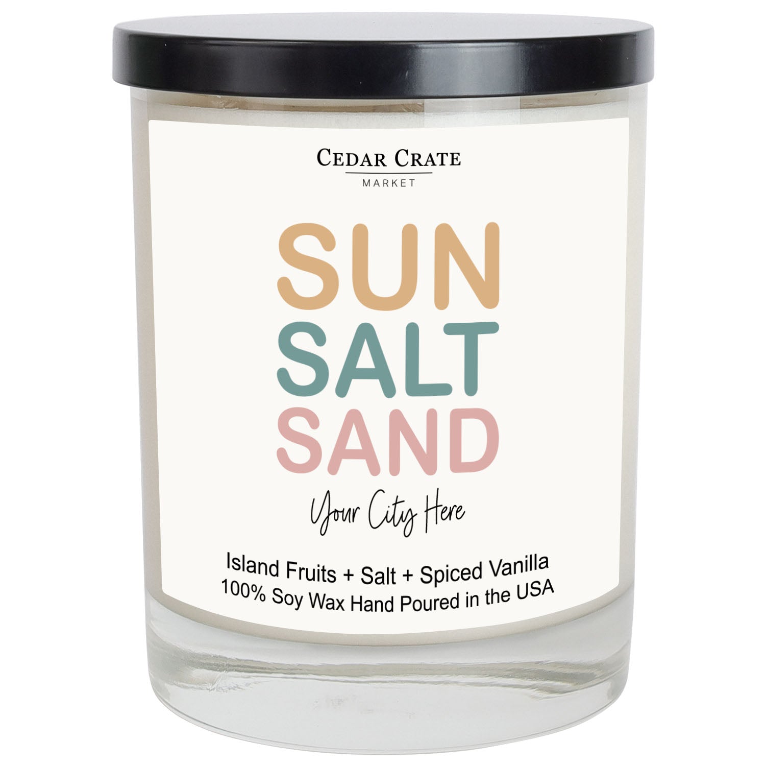 Sun Salt Sand Name Drop White Candle