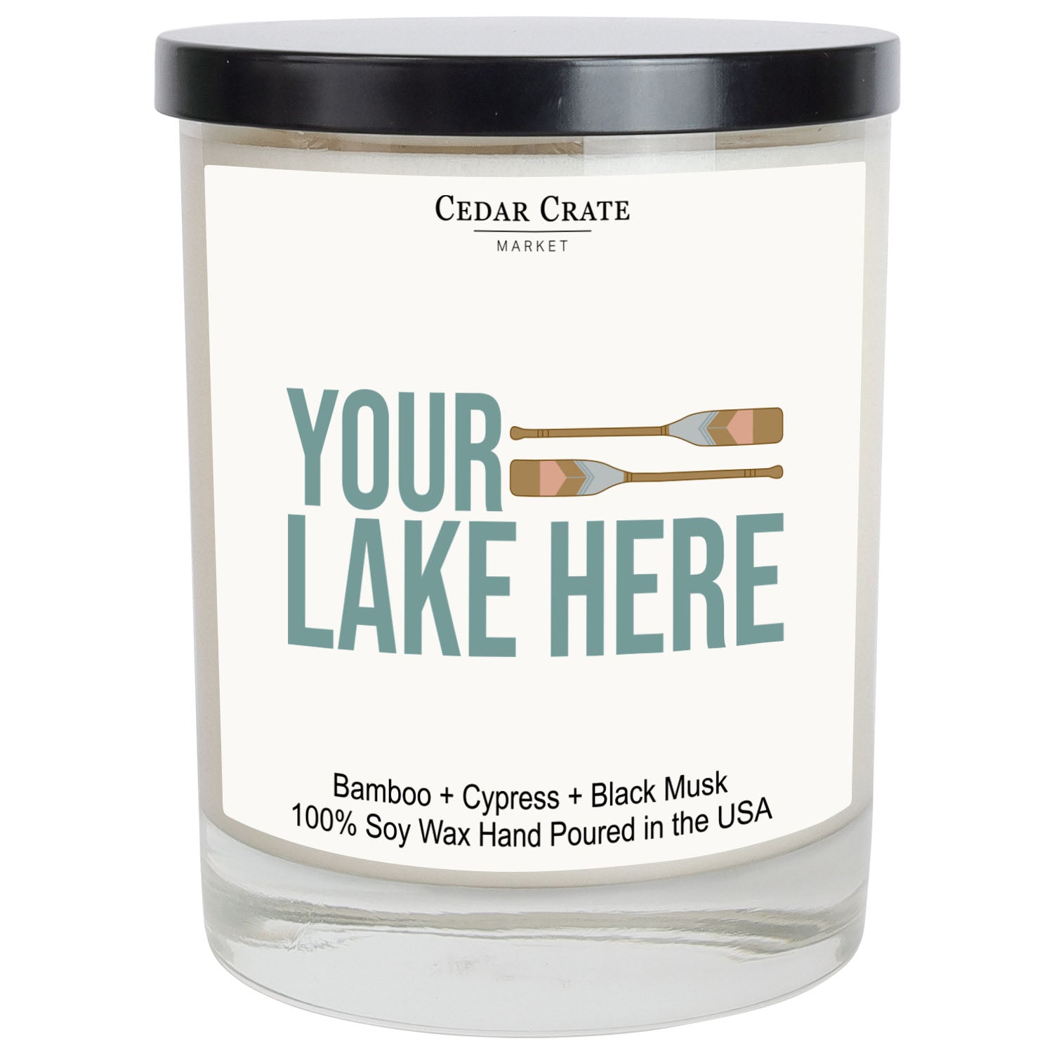 Lake With Paddles Name Drop White Candle