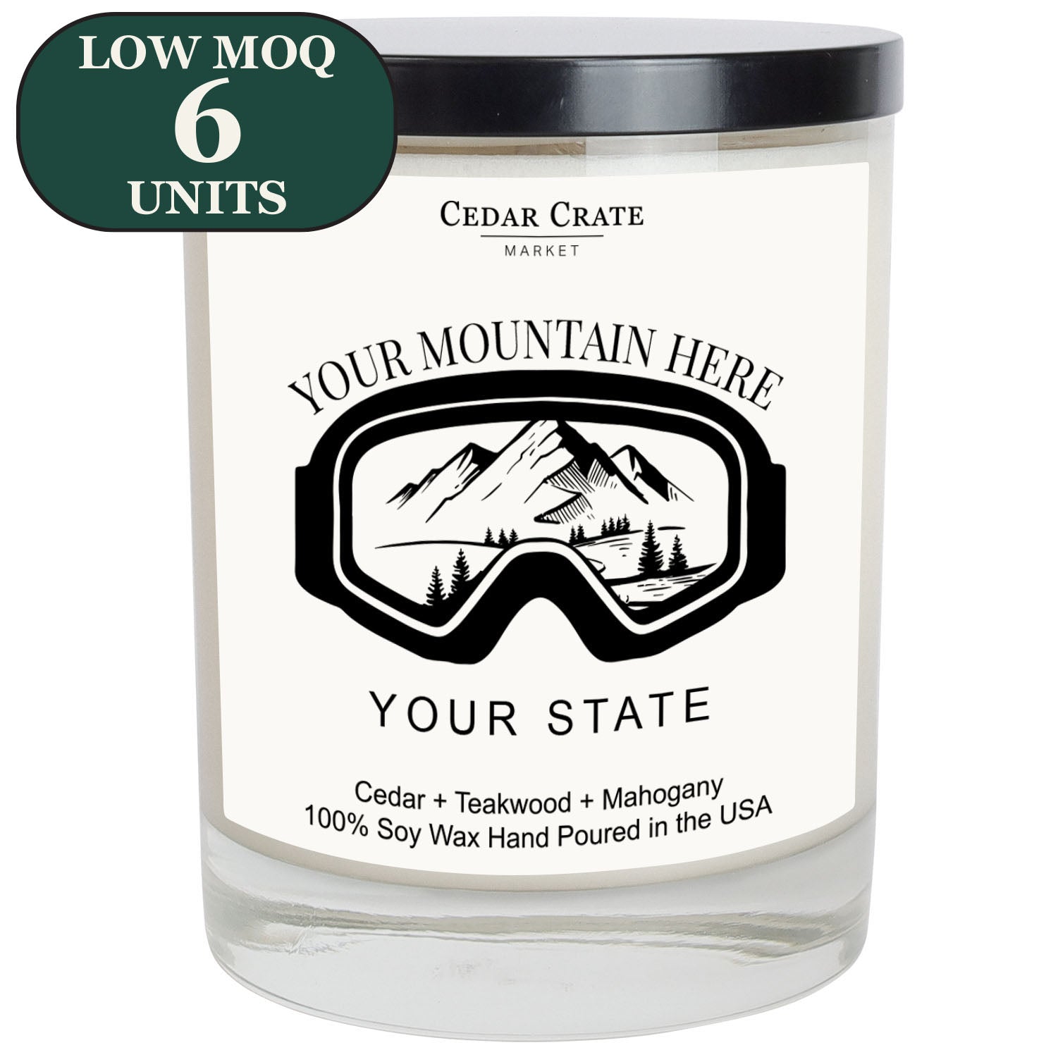 Cedar Crate Market Soy Candle "Name Drop - Mountain Ski Goggles" funny gift