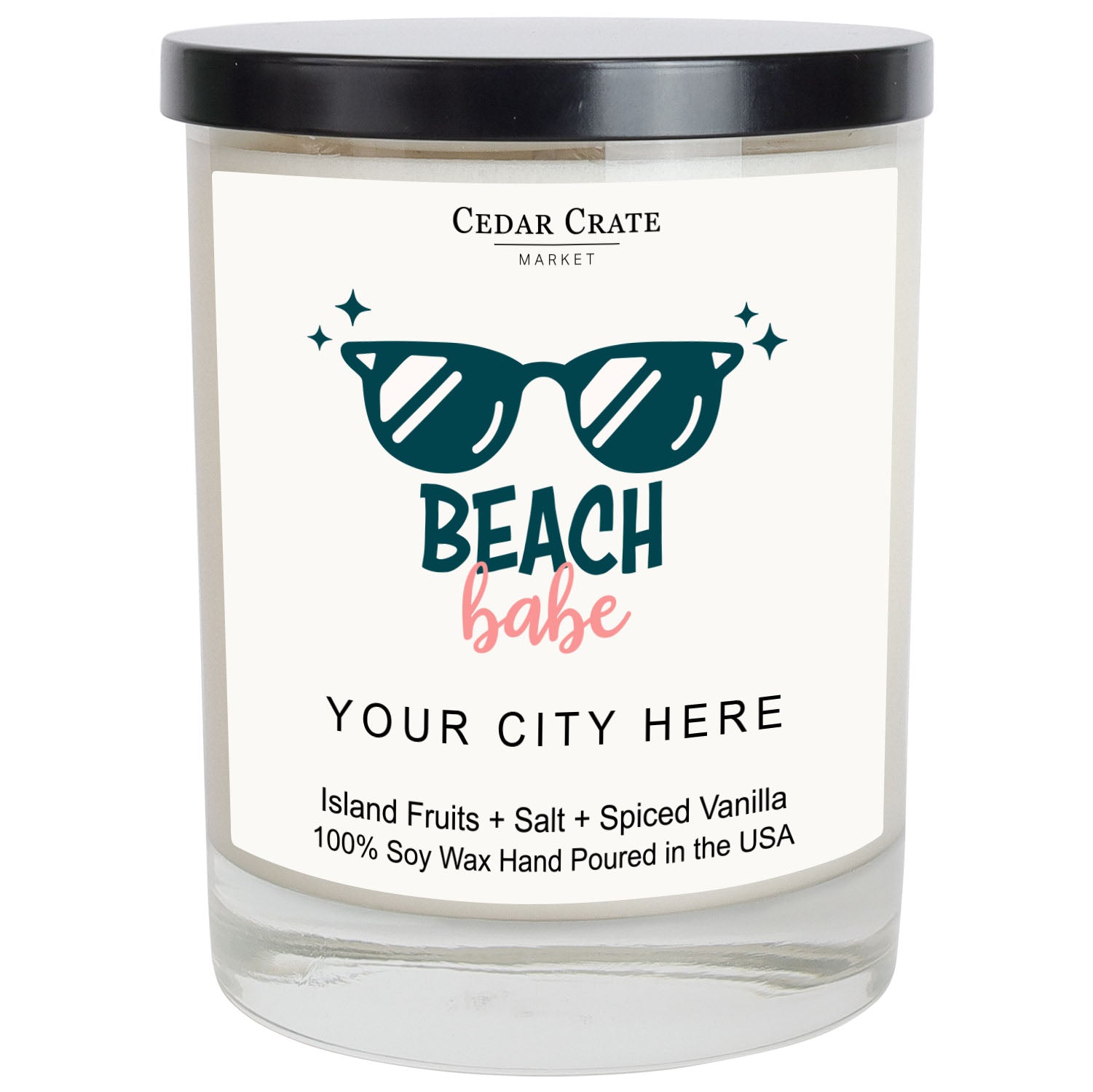 Beach Babe Name Drop White Candle