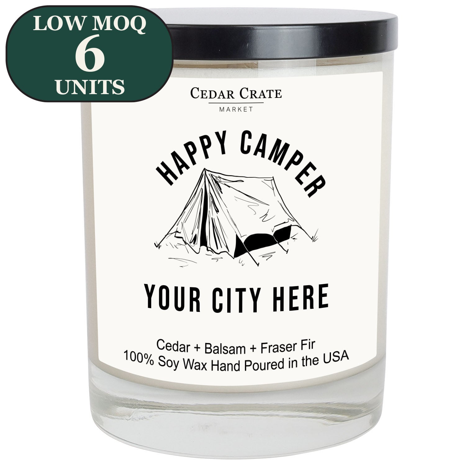 Cedar Crate Market Soy Candle "Name Drop - Happy Camper" funny gift