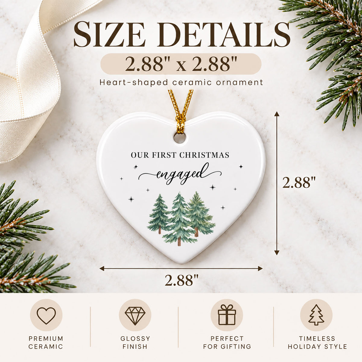 Holiday Ornaments - Our First Christmas Engaged