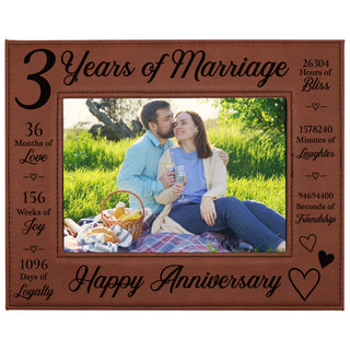 3rd Anniversary Counting The Minutes Vegan Leather Photo Frame