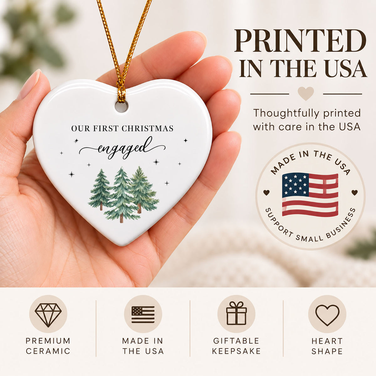 Holiday Ornaments - Our First Christmas Engaged