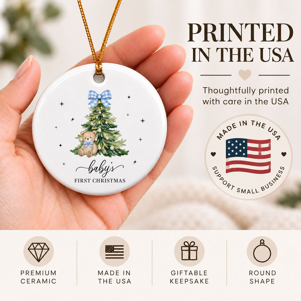 Baby's First Christmas Keepsake Ornament - Blue Heart