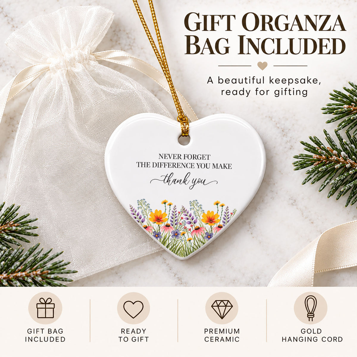 Teacher Ornament - Never Forget The Difference You Make