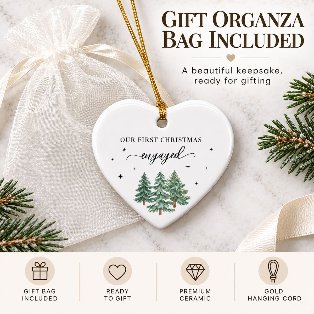 Holiday Ornaments - Our First Christmas Engaged