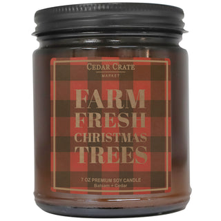 Farm Fresh Christmas Trees Buffalo Plaid Amber Jar