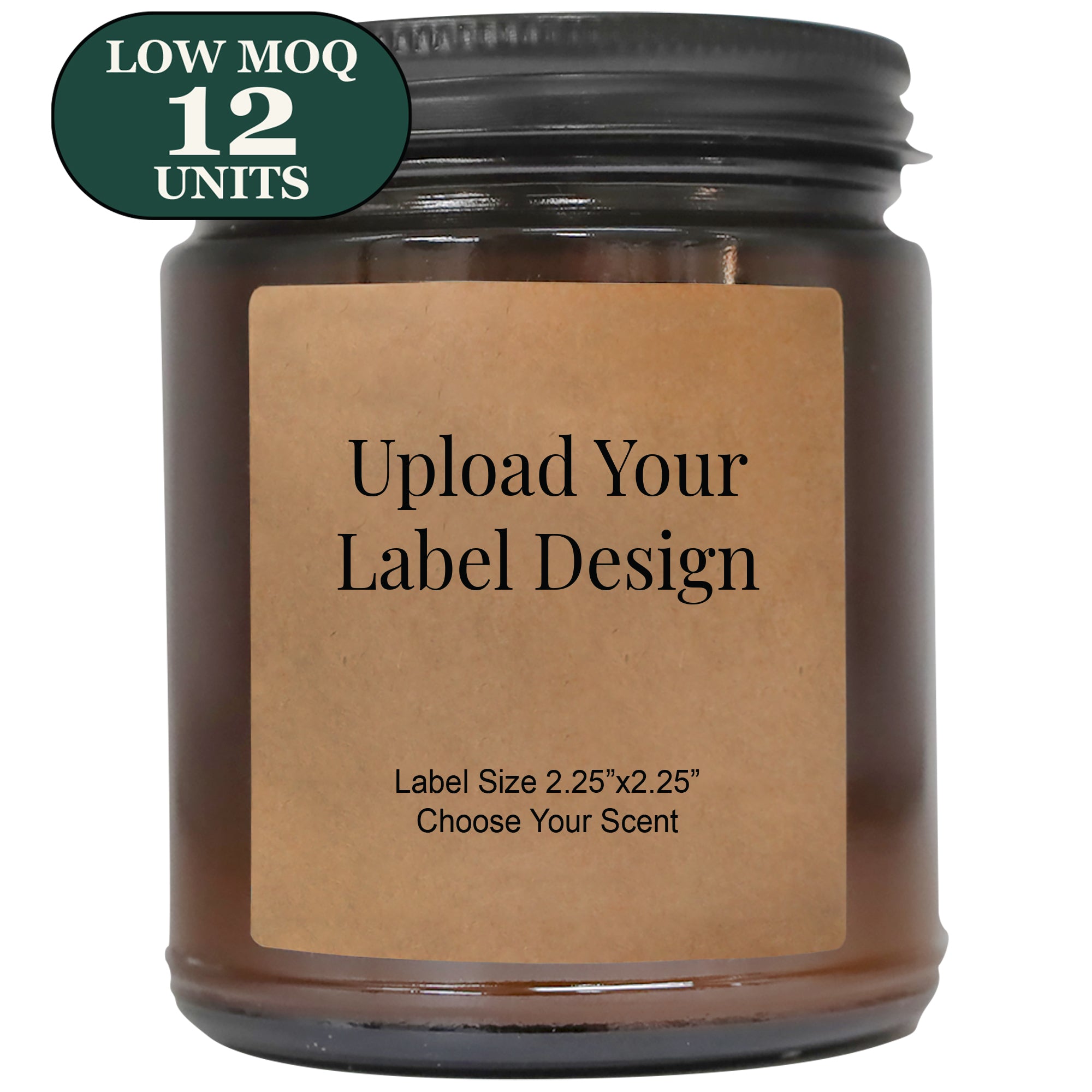Custom Amber Jar Candles - Your Logo or Design - low 12 MOQ