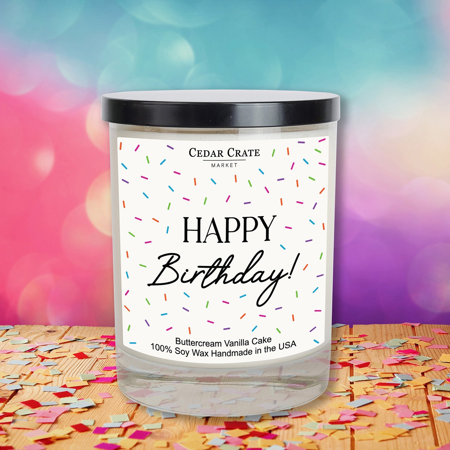 Happy Birthday Sprinkles White Candle