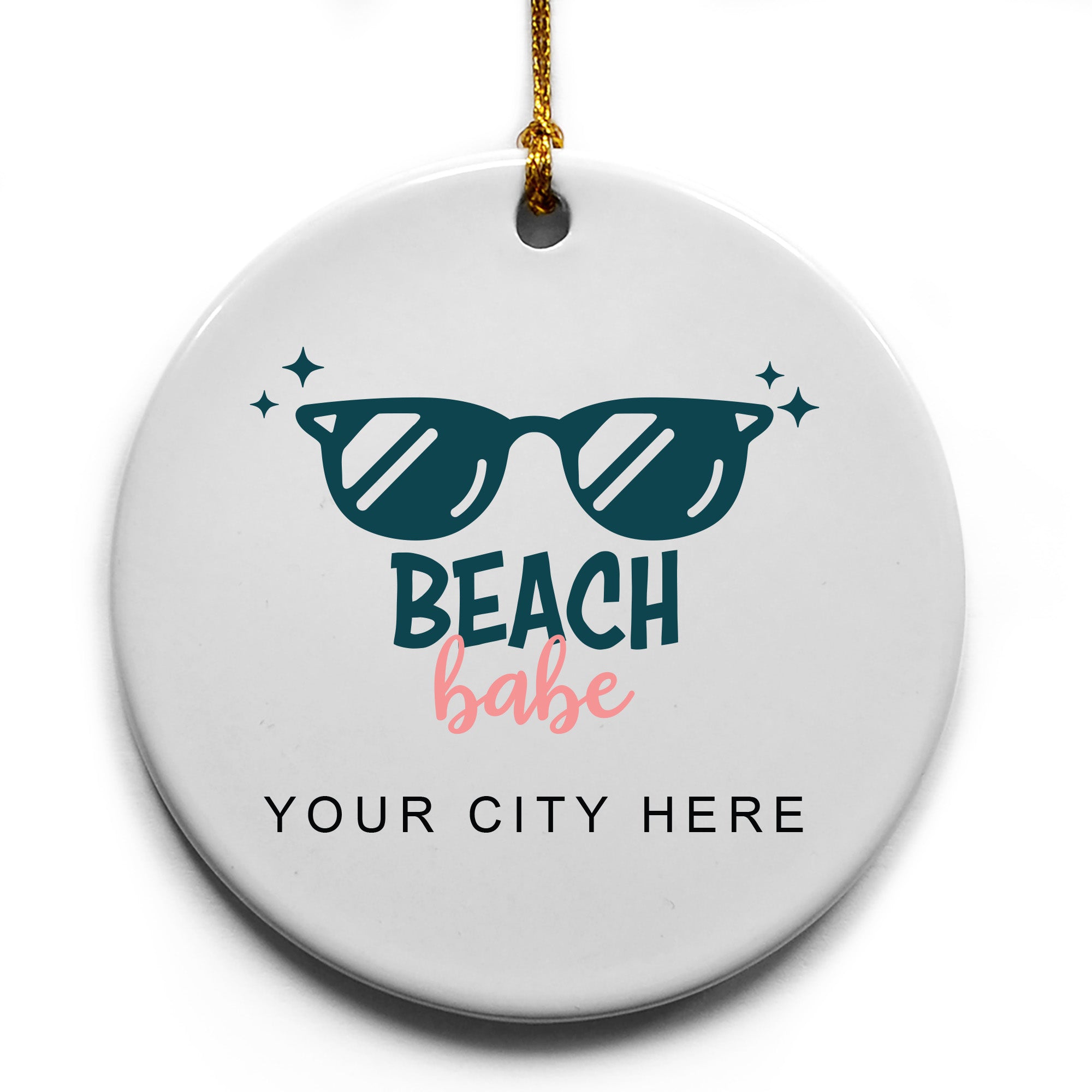 Beach Babe Name Drop Ornament - 6 Pack