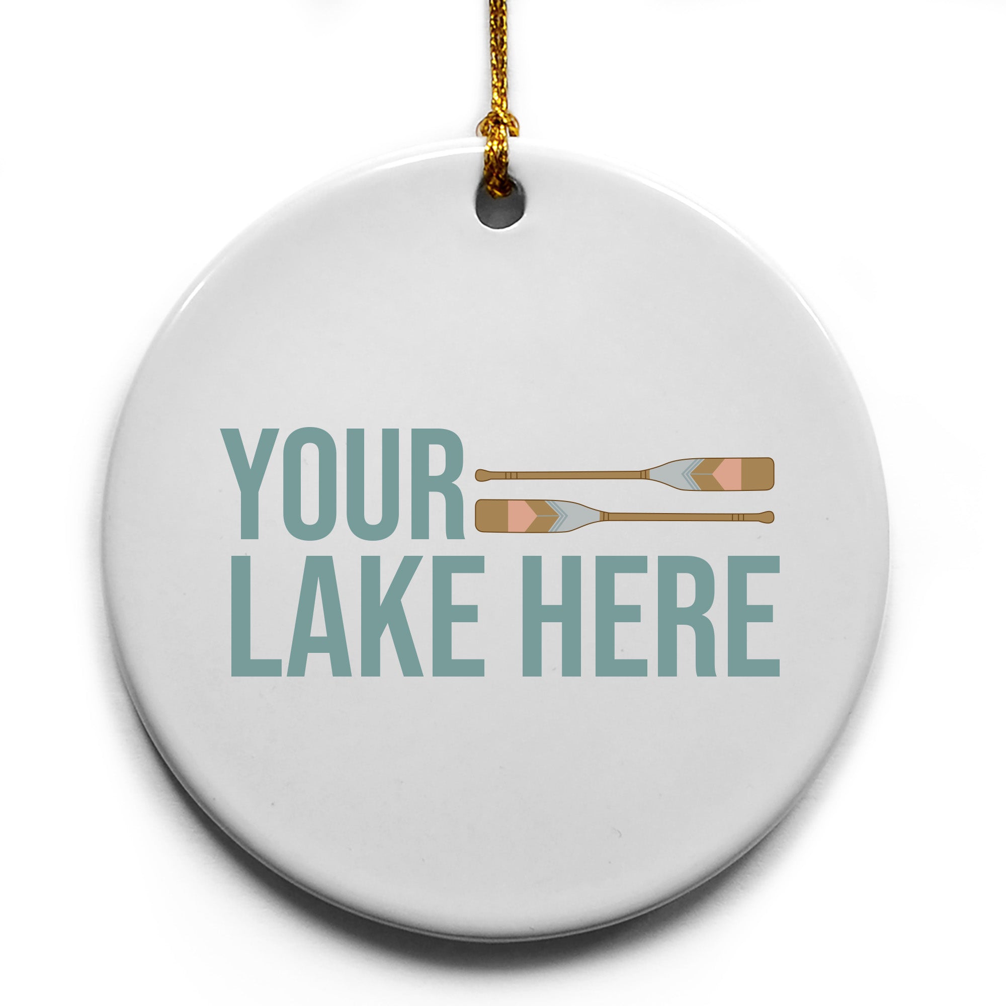 Lake With Paddles Name Drop Ornament - 6 Pack