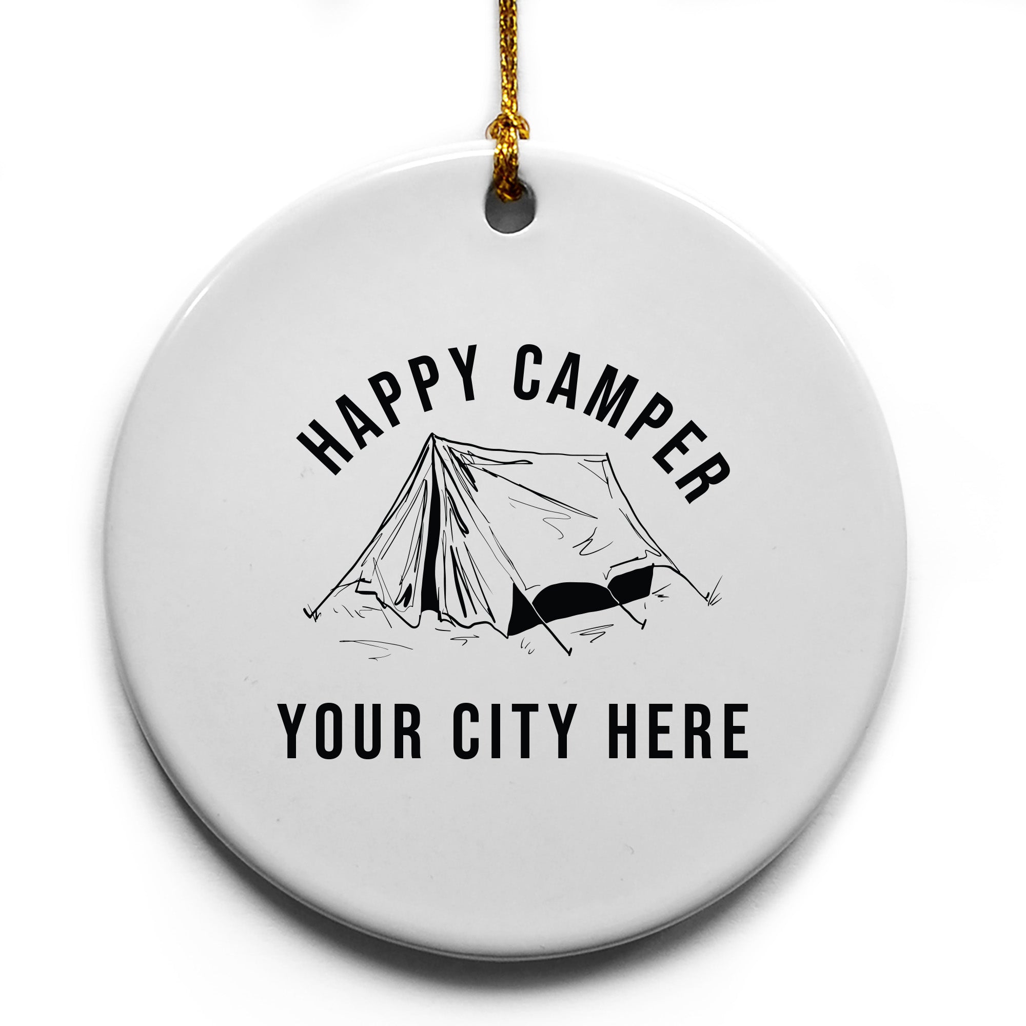 Happy Camper Name Drop Ornament - 6 Pack