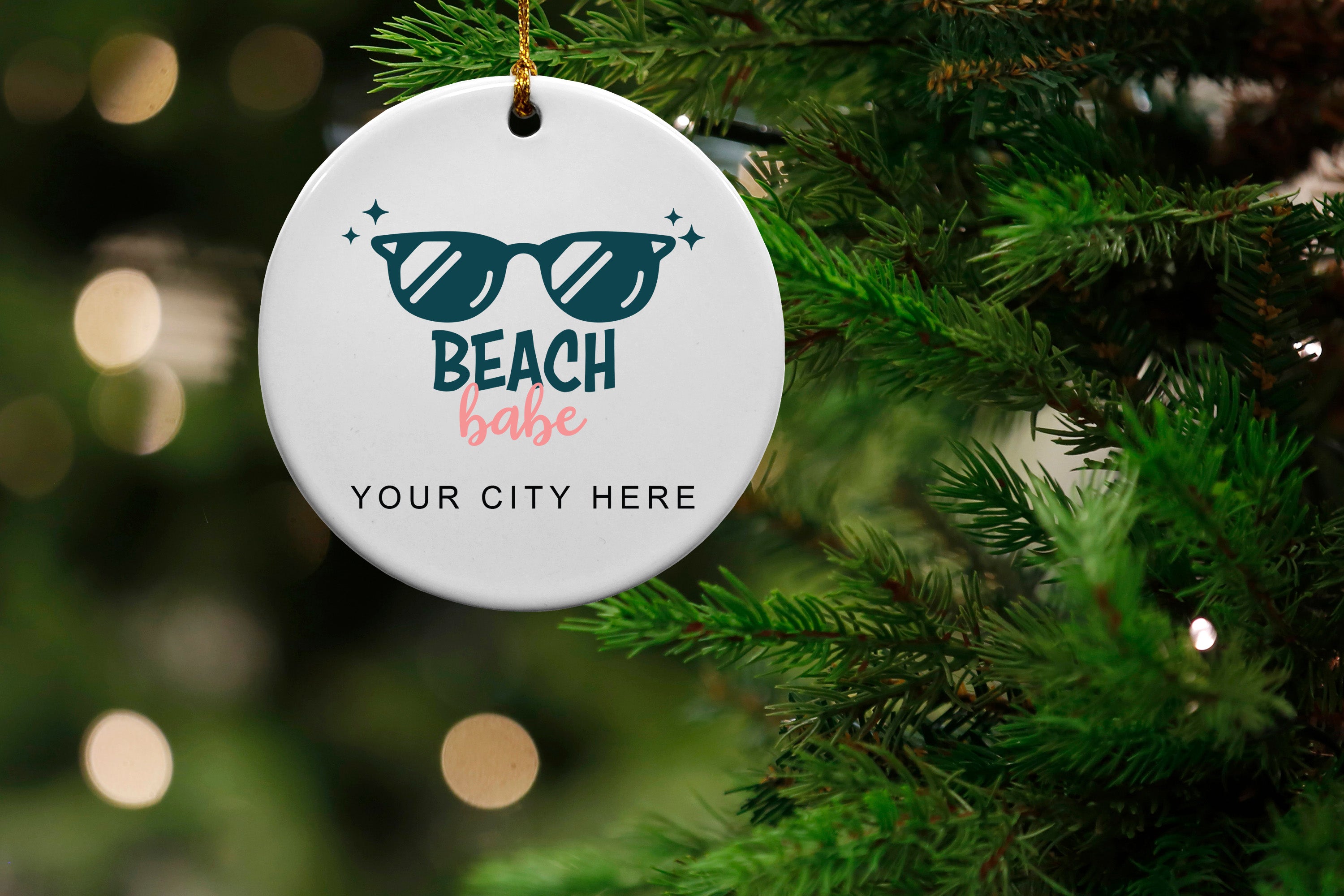 Beach Babe Name Drop Ornament - 6 Pack