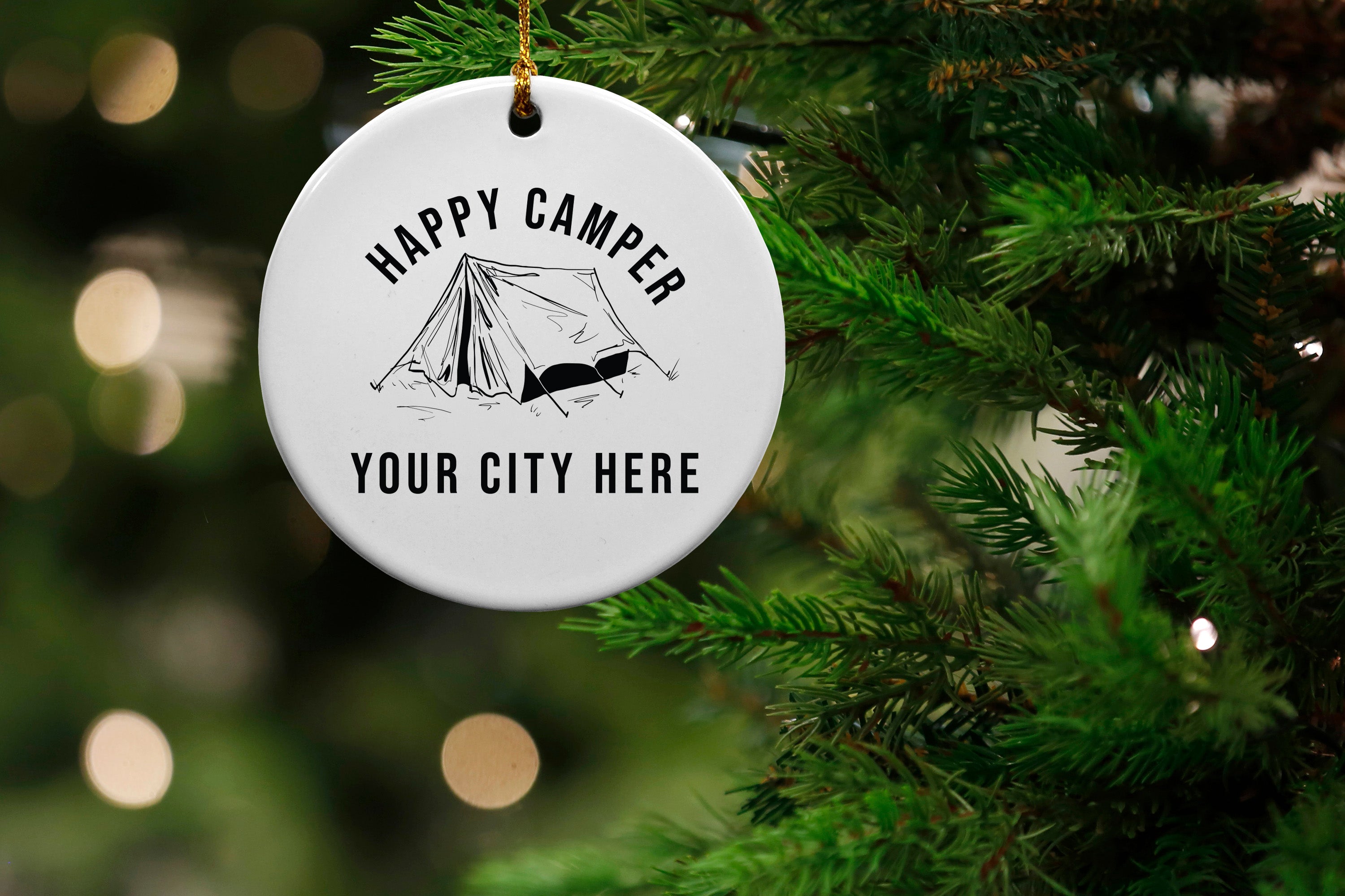 Happy Camper Name Drop Ornament - 6 Pack