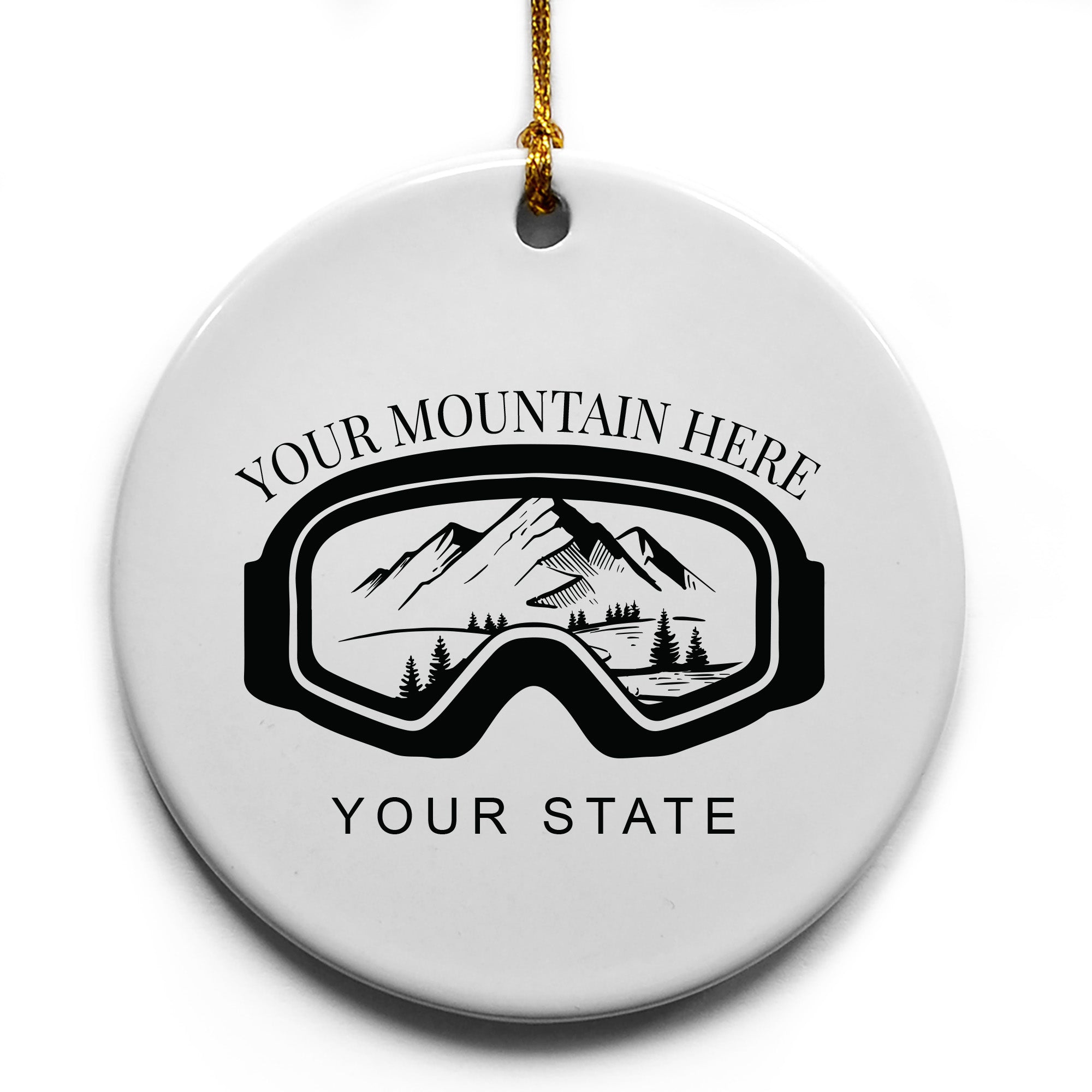 Mountain Ski Goggles Name Drop Ornament - 6 Pack