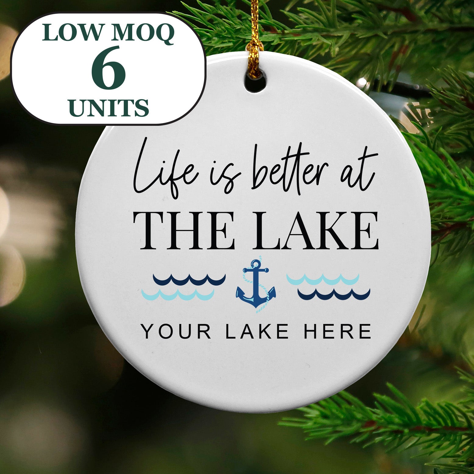 Cedar Crate Market Keepsake Ornament "Custom Name Drop Ornament, Life Is Better At The Lake" funny gift