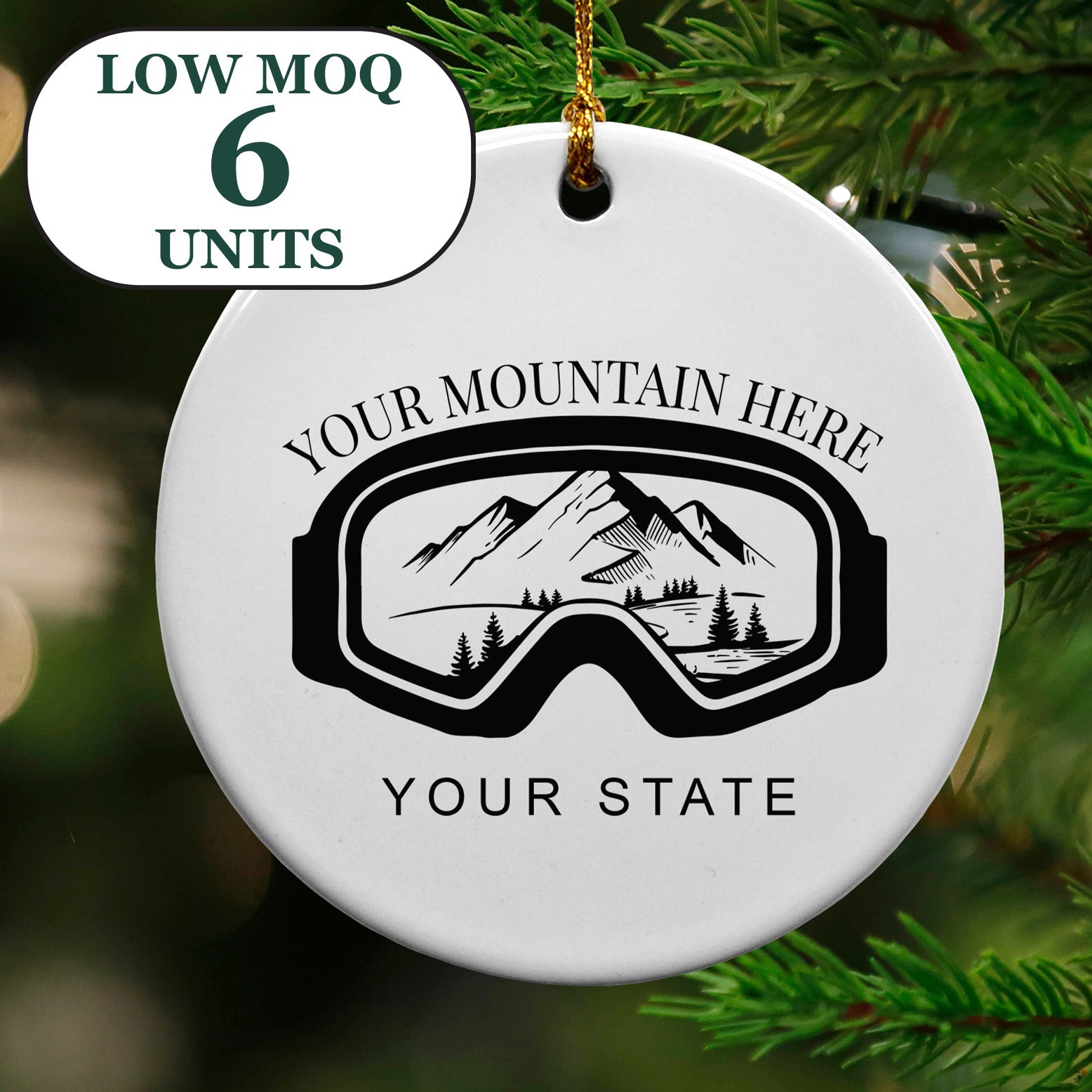 Cedar Crate Market Keepsake Ornament "Custom Name Drop Ornament Mountain Ski Goggles" funny gift