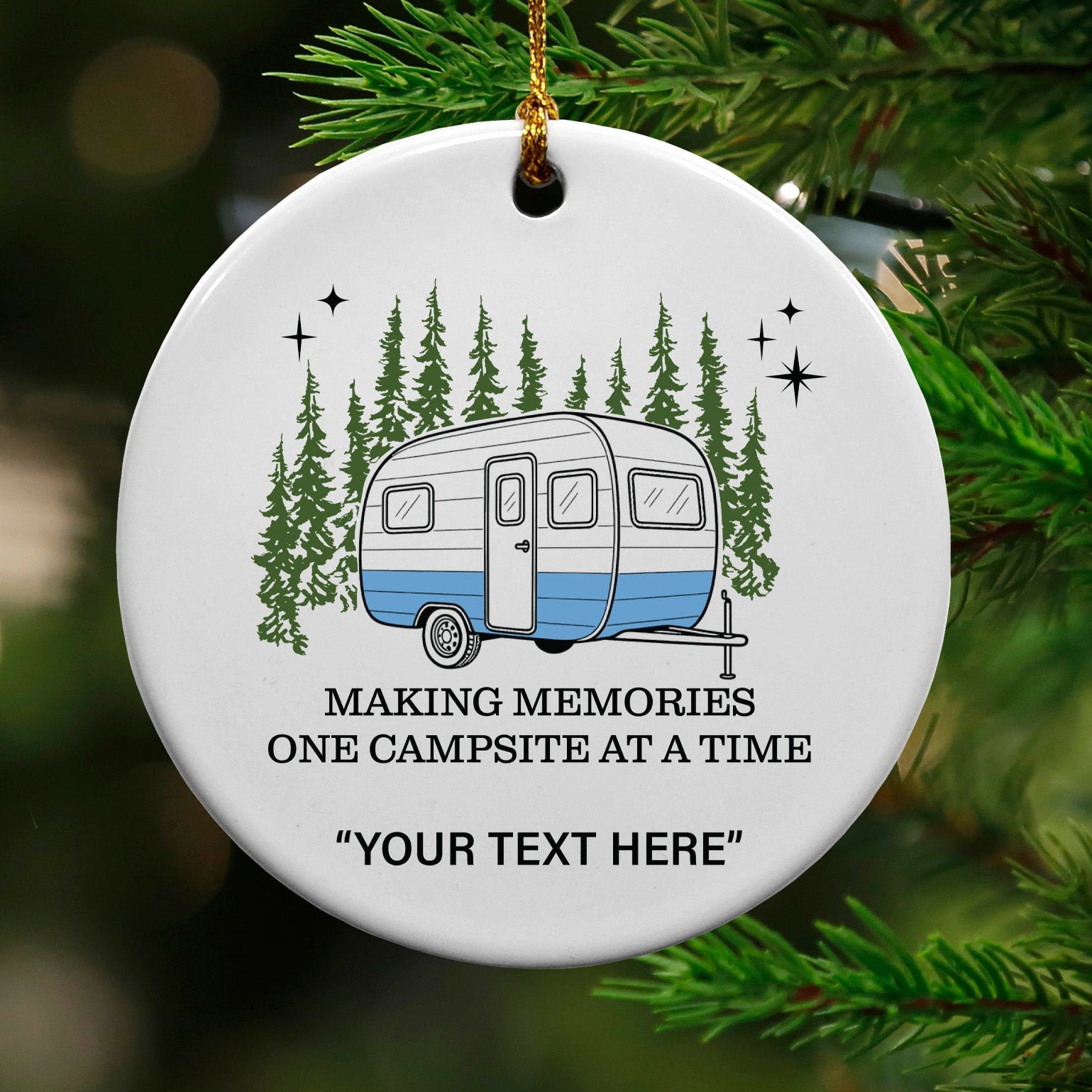 Custom Name Drop Ornament - Making Memories Retro Camper - MOQ 6