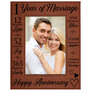 1st Anniversary Counting The Minutes Vegan Leather Photo Frame