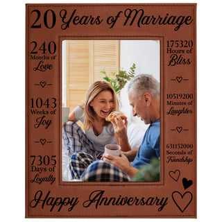 20th Anniversary Counting The Minutes Vegan Leather Photo Frame
