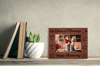 40th Anniversary Counting The Minutes Vegan Leather Photo Frame
