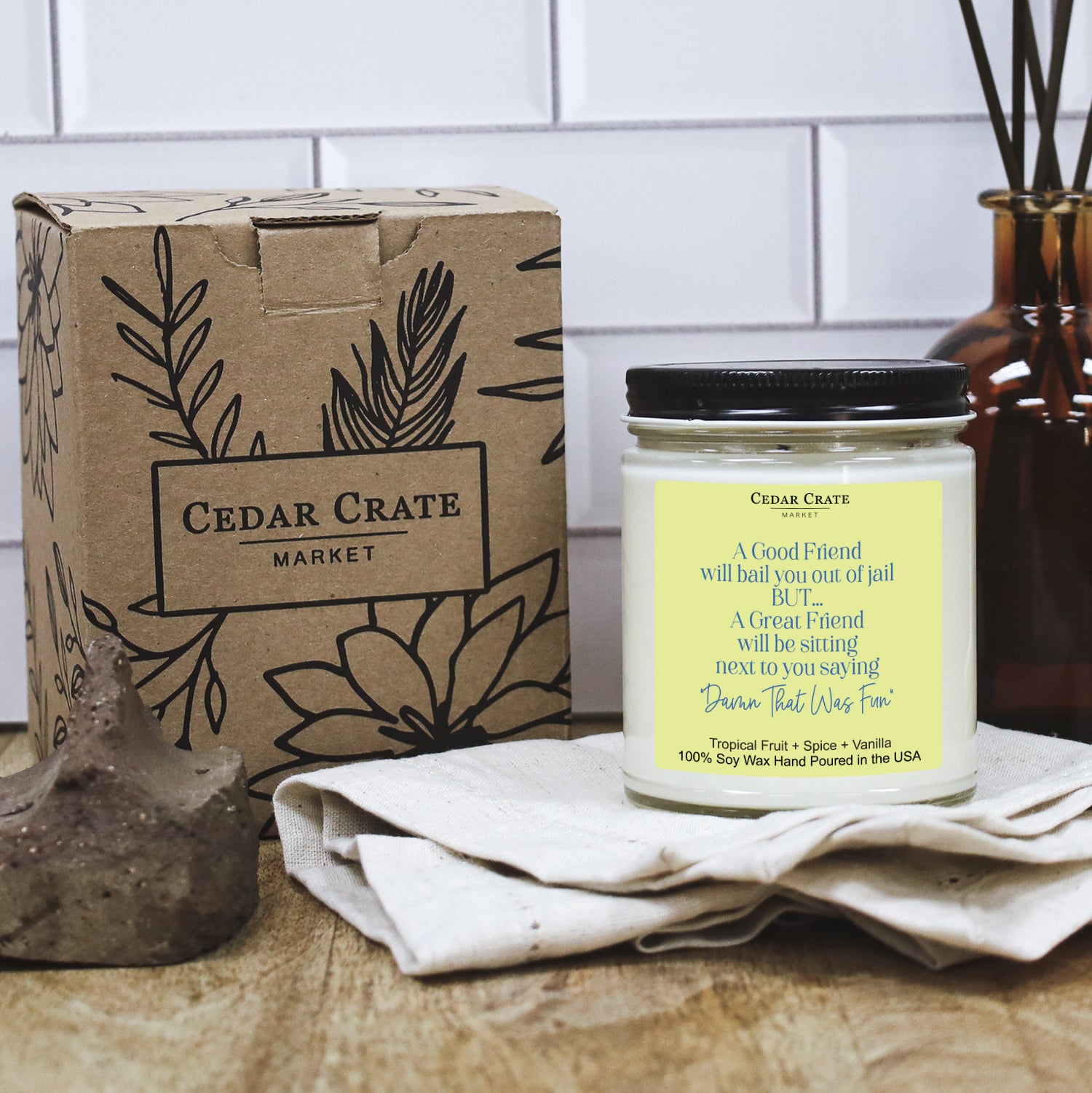 A Good Friend Will Bail You Out of Jail Color Jar Candle