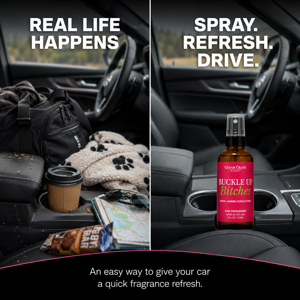 Car Freshies - Buckle Up Bitches 4 oz Velvet Peach Spray