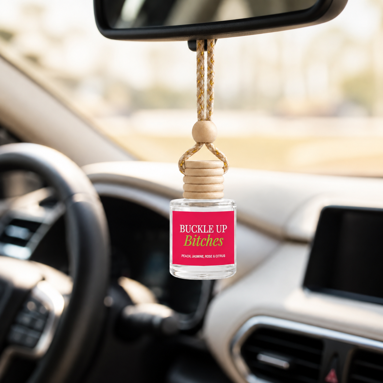Car Diffuser - Buckle Up Bitches Hanging Velvet Peach Oil